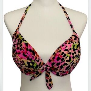 NEW VICTORIA’S SECRET Pink Leopard Push Up Padded Swimsuit Bikini Top 32DD